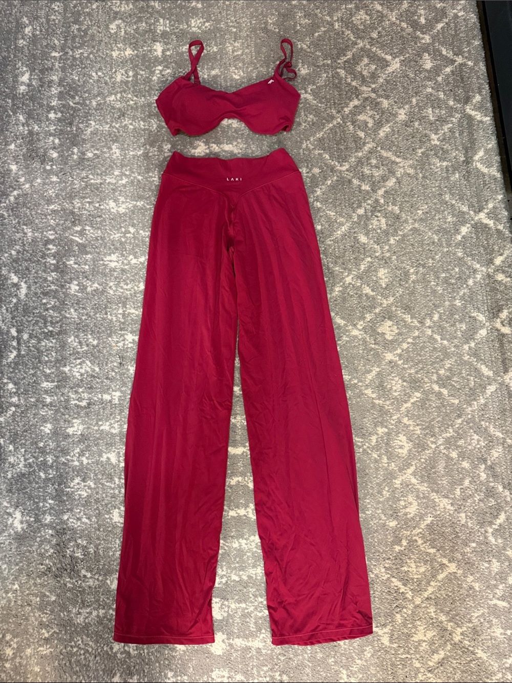 High-Rise Wide Leg Leggings in Deep Berry